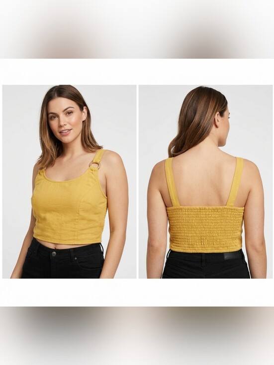 American Eagle Outfitters Tops - American Eagle Outfitters Yellow Ring-Detail Cropped Tank
